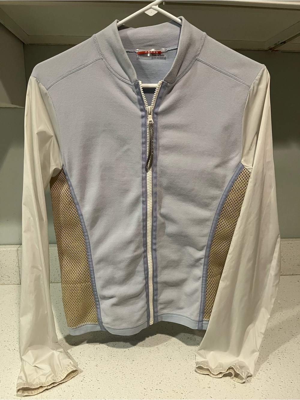 Prada Sport Y2K Ice Blue Jacket with Gold Mesh- US Size 4, Italian Size 40 - Picture 2 of 16
